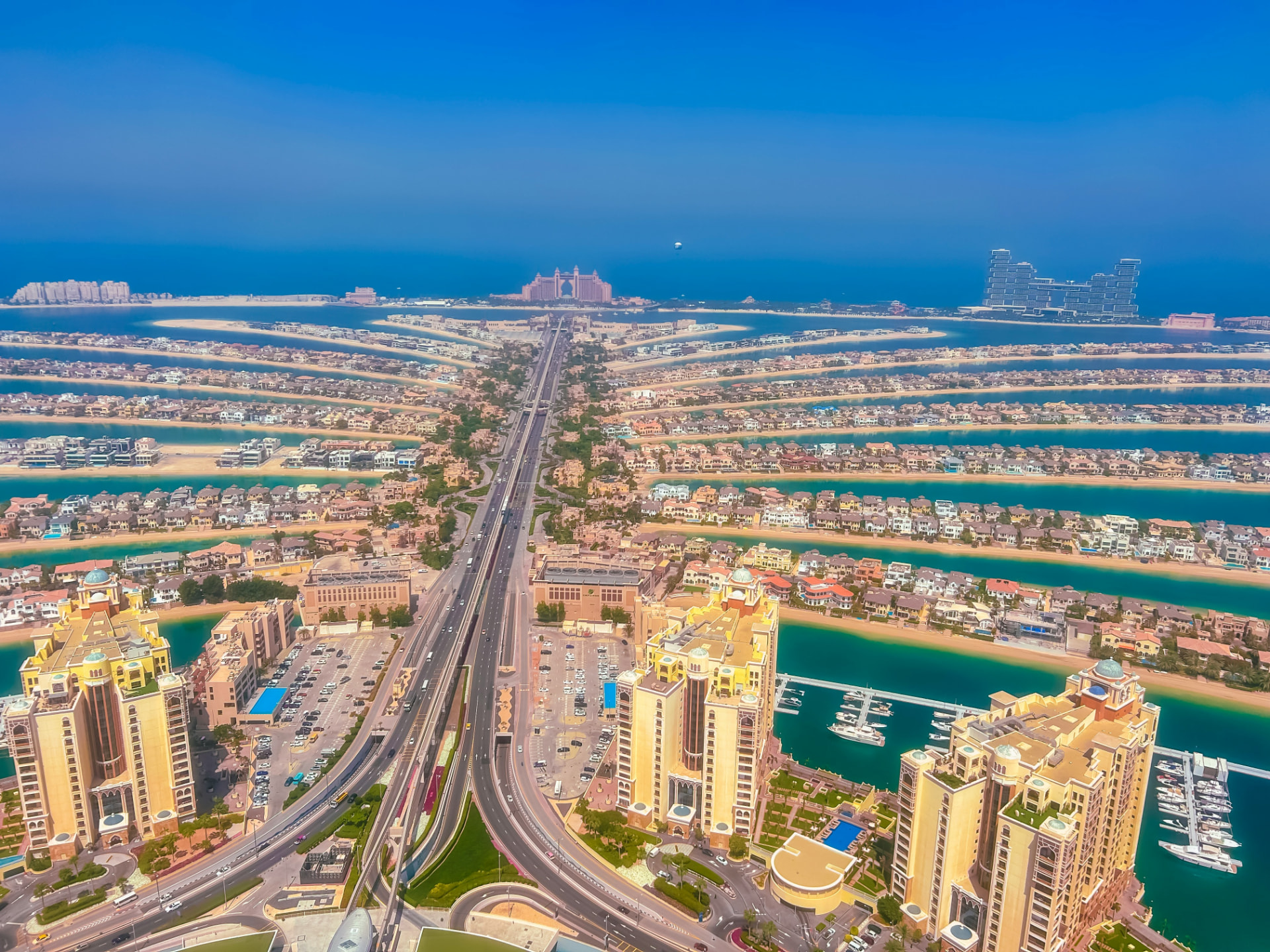 Palm Jumeirah, beachclubs, hotels and resorts district in Dubai